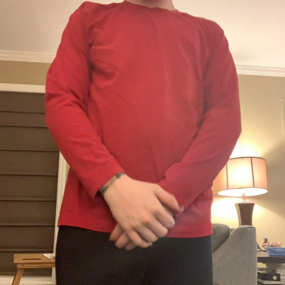Plain red long sleeve shirt